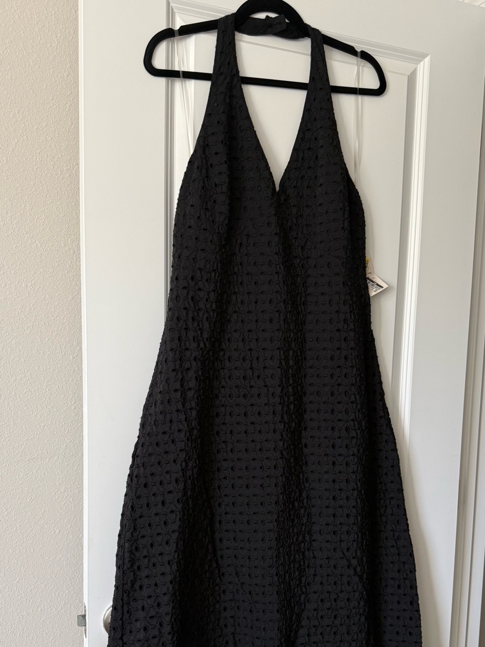 a new day Black Halter Maxi Dress with Textured Eyelet